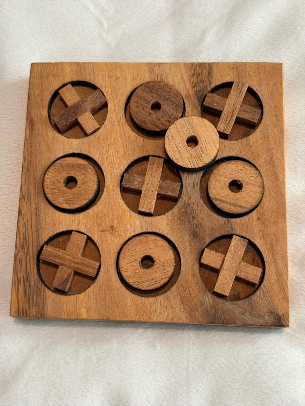 Handcrafted Wooden Tic Tac Toe Set in Natural Wood
